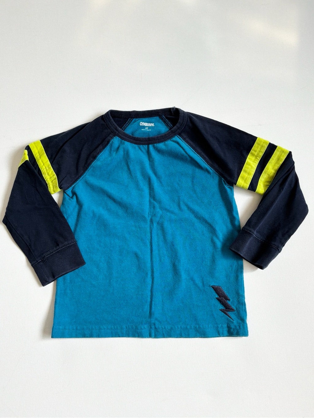 Gymboree Aqua and Navy Long-Sleeve Raglan T-shirt